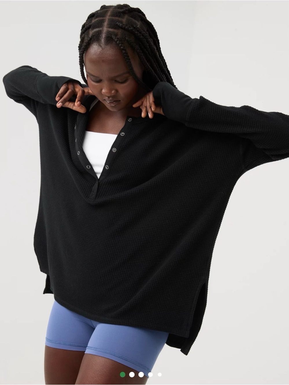 aerie OFFLINE Wow! Black Waffle Henley Shirt
